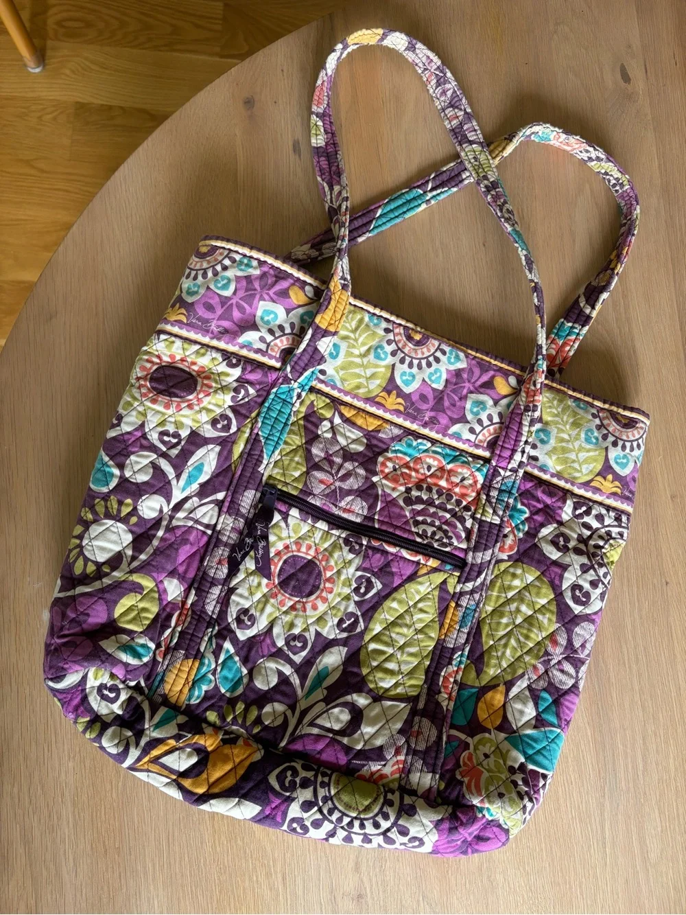 Vera Bradley Purple Quilted Floral Tote with Multicolor Accents